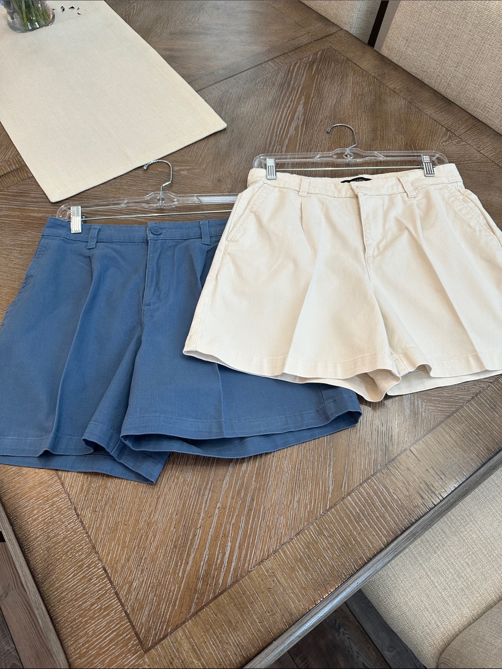 Banana Republic Blue and Cream Tailored Bermuda Shorts Duo